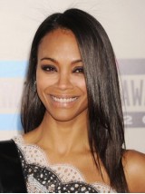 Zoe Saldana Parrucca Per Capelli Umani Con Pizzo Dritto Lungo Con Frangia Laterale 18 Pollici