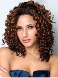 Parrucca Sintetica Frontale In Pizzo Riccio Lungo Con Riga Centrale Afro-Capelli 16 Pollici