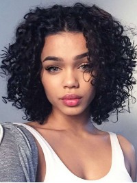 Parrucche Frontali In Pizzo Riccio Corto Con Capelli Afro