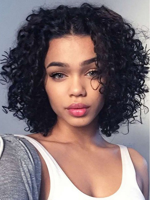Parrucche Frontali In Pizzo Riccio Corto Con Capelli Afro