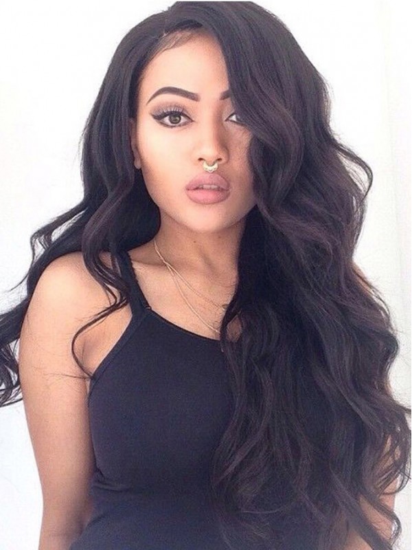 Parrucche Brasiliane Lunghe Ondulate Nere Dei Capelli Umani