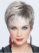 Parrucche Sintetiche Grigie Corte Dritte Joan Collins 6 Pollici