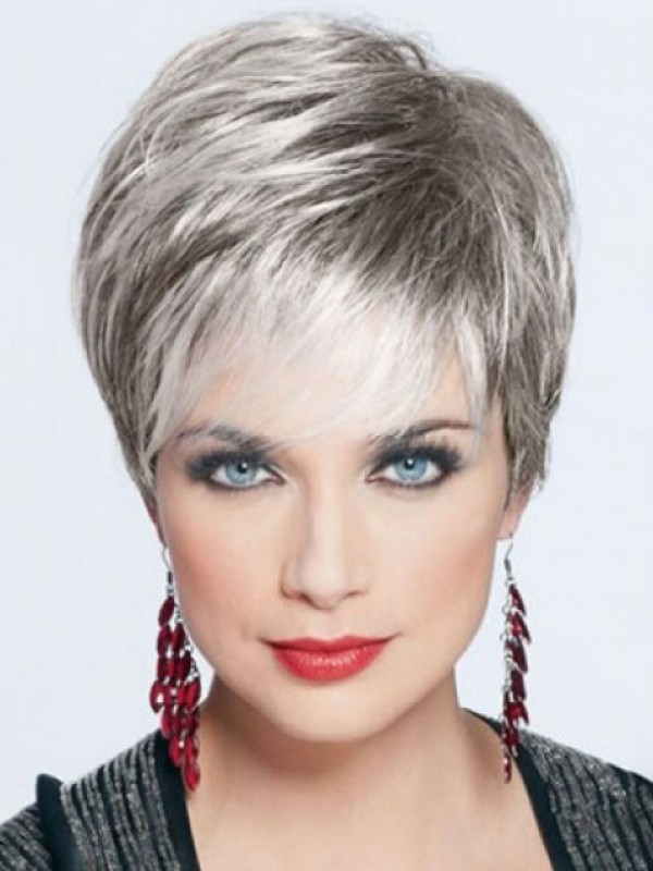 Parrucche Sintetiche Grigie Corte Dritte Joan Collins 6 Pollici
