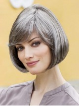 Parrucche Sintetiche Corte Grigie Senza Cappuccio 10 Pollici