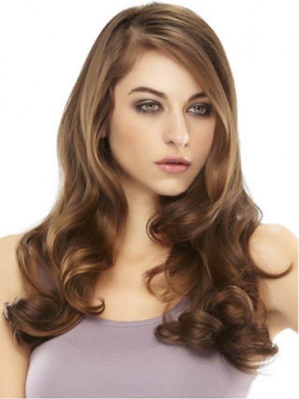 Mezza Parrucca Ondulata 100% Capelli Umani Remy Da 18".