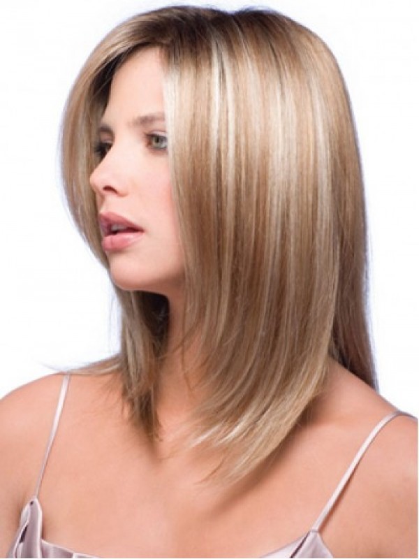 Parrucche Mezze Dritte Con Parrucchino Di Capelli Umani Da 14".