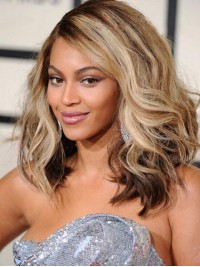Beyonce Ombre Parrucche Sintetiche Frontali In Pizzo Ondulato Medio Con Frangia Laterale
