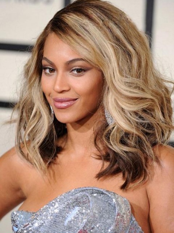 Beyonce Ombre Parrucche Sintetiche Frontali In Pizzo Ondulato Medio Con Frangia Laterale