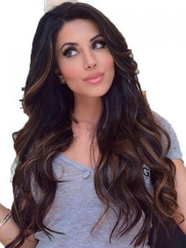 Parrucche Lunghe Ondulate Per Capelli Umani Con Frangia Laterale