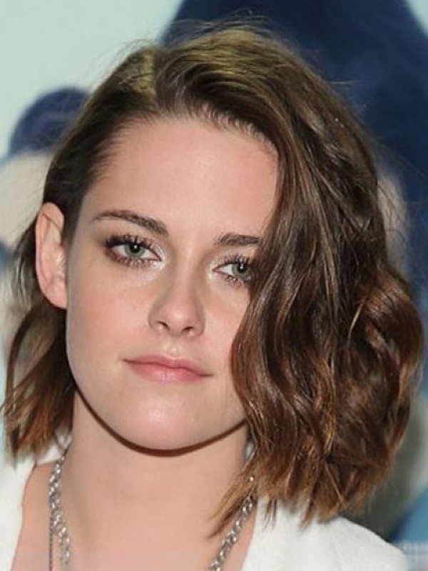 Kristen Steward Parrucche Per Capelli Umani Con Parte Anteriore In Pizzo Ondulato Corto Con Frangia Laterale