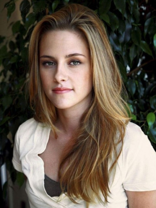 Capelli Umani Di Kristen Blonde Lungo Dritto In Pizzo Con Frangia Laterale