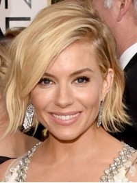 Sienna Miller Parrucche Sintetiche Corte Ondulate In Pizzo Pieno Con Frangia Laterale