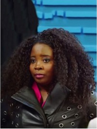 Parrucche Per Capelli Umani Con Parte Anteriore In Pizzo Riccio Lungo Kim Kimble Afro-Hair Con Frangia Laterale