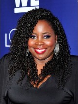 Parrucche Per Capelli Umani Con Parte Anteriore In Pizzo Riccio Lungo Kim Kimble Afro-Hair Con Frangia Laterale