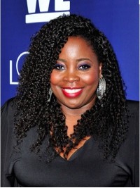 Parrucche Per Capelli Umani Con Parte Anteriore In Pizzo Riccio Lungo Kim Kimble Afro-Hair Con Frangia Laterale
