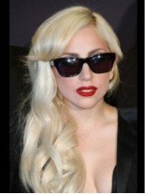 Parrucche Sintetiche Senza Cappuccio Ondulate Lunghe Lady Gaga Bionda Con Frangia Laterale