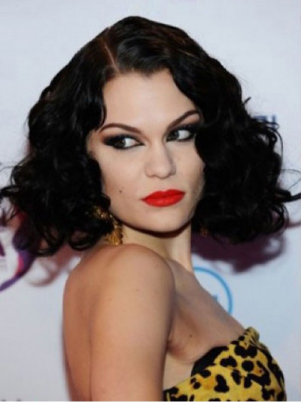 Jessie J Parrucche Sintetiche Senza Cappuccio Ricci Medie Con Frangia Laterale