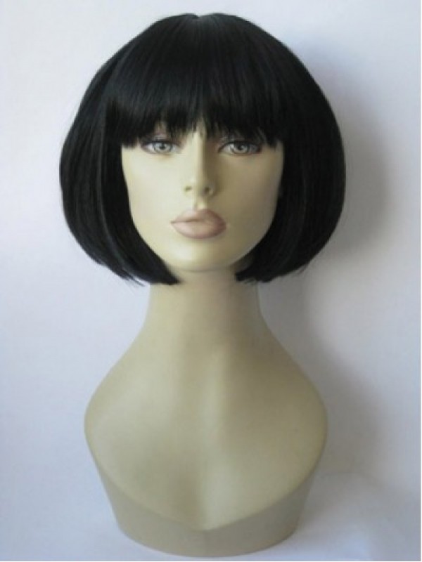 Jessie J Black Bob Style Parrucche Sintetiche Senza Cappuccio Corte E Dritte Con Frangia