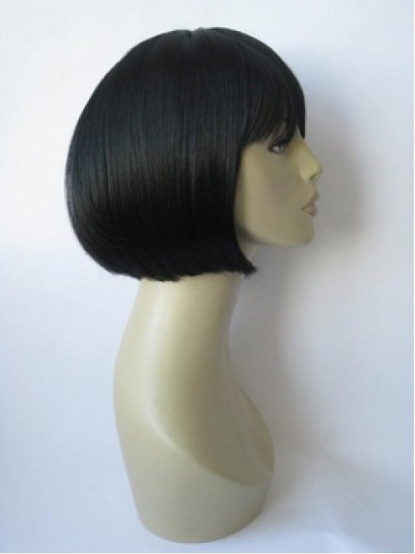 Jessie J Black Bob Style Parrucche Sintetiche Senza Cappuccio Corte E Dritte Con Frangia