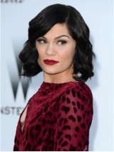 Parrucche Di Capelli Umani Monofilamento Ondulati Corti Stile Jessie J Bob Con Frangia Laterale
