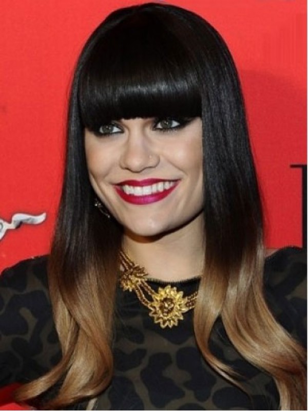 Jessie J Ombre Parrucche Di Capelli Umani Monofilamento Lungo Rettilineo Con Frangia