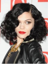 Parrucche Sintetiche Senza Cappuccio Ricci Medio Jessie J Con Frangia Laterale