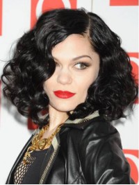 Parrucche Sintetiche Senza Cappuccio Ricci Medio Jessie J Con Frangia Laterale