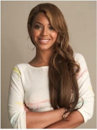 Parrucche Di Capelli Umani In Pizzo Pieno Ondulato Lungo Beyonce Con Frangia Laterale
