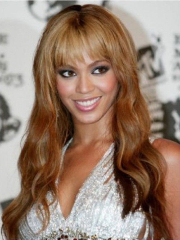 Parrucche Per Capelli Umani In Pizzo Pieno Ondulato Beyonce Con Frangetta