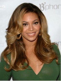 Parrucche Per Capelli Umani Con Parte Anteriore In Pizzo Ondulato Lungo Beyonce Con Frangia Laterale