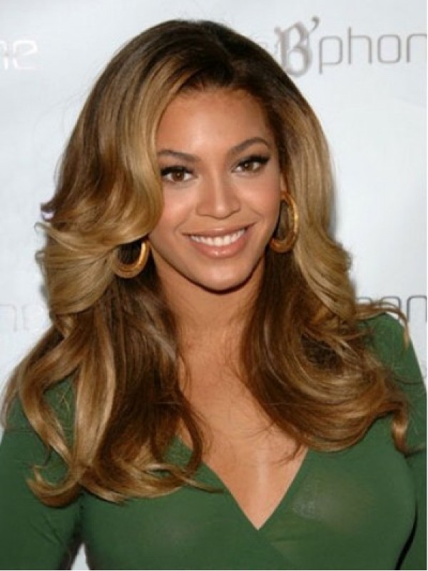 Parrucche Per Capelli Umani Con Parte Anteriore In Pizzo Ondulato Lungo Beyonce Con Frangia Laterale