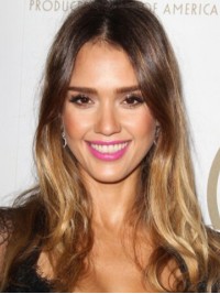 Parrucche Di Capelli Umani Ondulati Frontali In Pizzo Con Separazione Centrale Jessica Alba