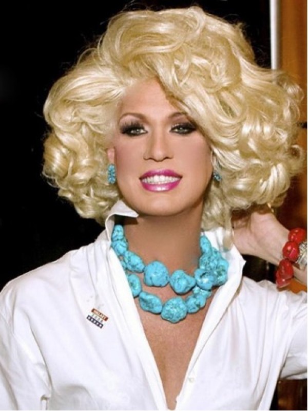 Parrucche Sintetiche Senza Cappuccio Corte Ricci Bionde Kim Zolciak Con Frangia Laterale