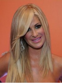 Parrucche Per Capelli Umani Con Parte Anteriore In Pizzo Lungo E Dritto Kim Zolciak Con Frangia Laterale