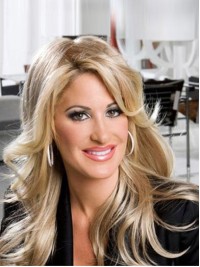 Parrucca Sintetica Senza Cappuccio Ondulata Lunga Kim Zolciak Con Frangia Laterale