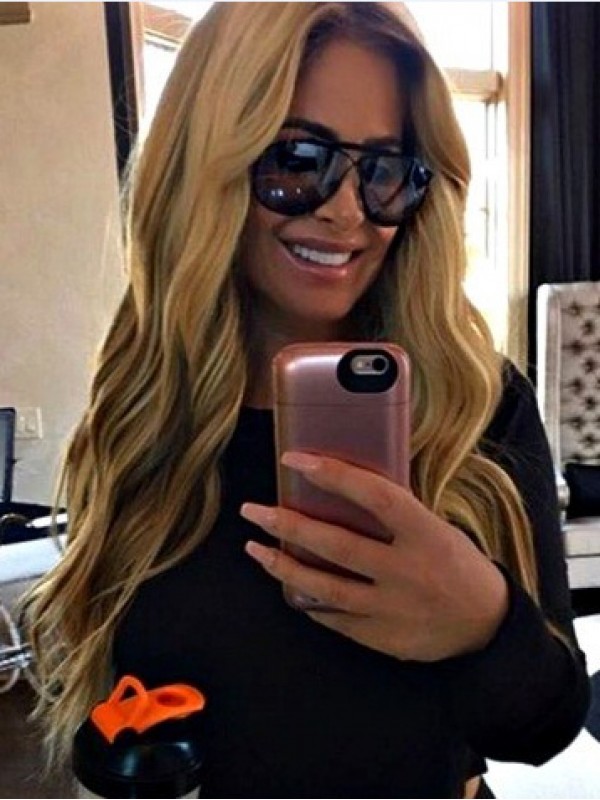 Parrucca Frontale In Pizzo Sintetico Ondulato Bionda Lunga Kim Zolciak