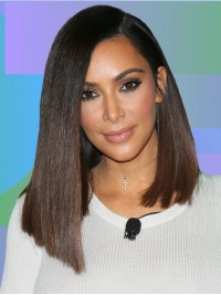 Parrucche Per Capelli Umani Con Parte Anteriore In Pizzo Medio Dritto Kim Kardashian Con Frangia Laterale