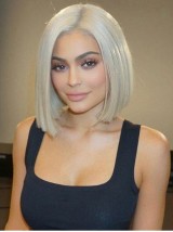 Parrucche Sintetiche Corte In Pizzo Stile Bob Con Frangia Laterale