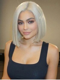Parrucche Sintetiche Corte In Pizzo Stile Bob Con Frangia Laterale