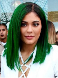 Ombre Kylie Jenner Parrucche Sintetiche Frontali In Pizzo Medio Dritto Con Frangia Laterale