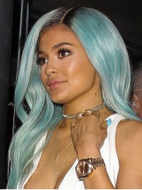 Parrucche Frontali In Pizzo Sintetico Lungo Rettilineo Kylie Jenner Ombre Con Frangia Laterale