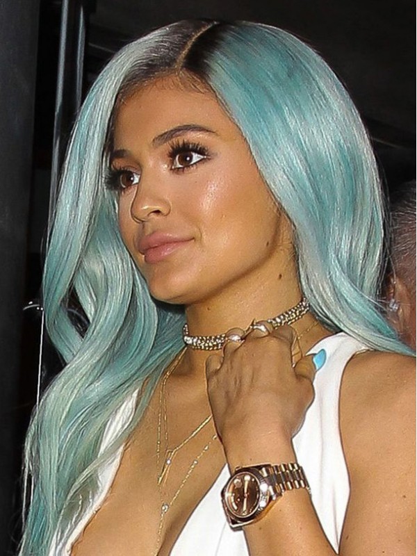 Parrucche Frontali In Pizzo Sintetico Lungo Rettilineo Kylie Jenner Ombre Con Frangia Laterale
