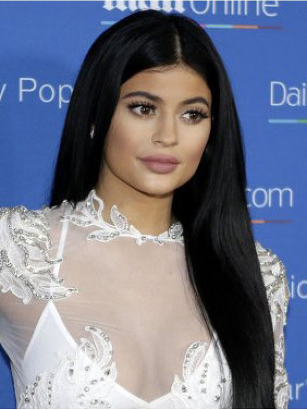 Kylie Jenner Parrucche Sintetiche Frontali In Pizzo Con Scollatura Centrale Lunga E Diritta