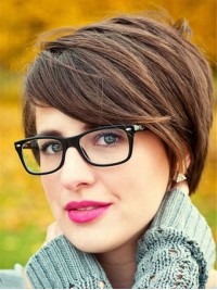 Parrucca Sintetica Senza Cappuccio Corta E Dritta Marrone