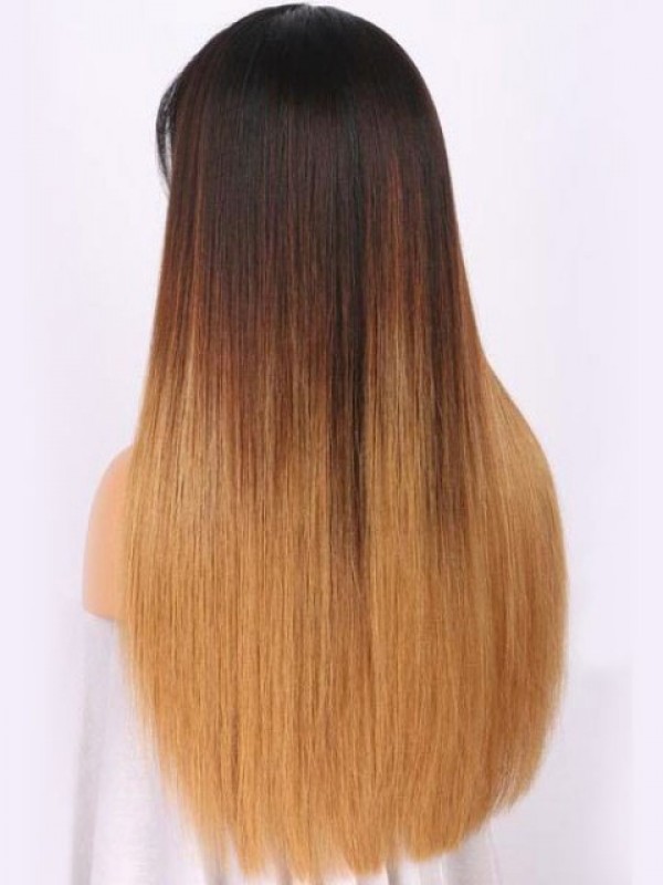 Parrucca Di Capelli Umani Bicolore Lungo Rettilineo