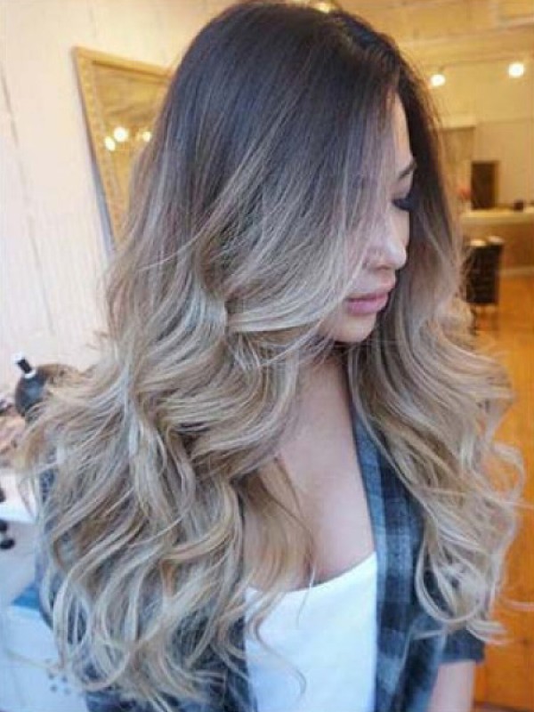 Parrucca Per Capelli Umani In Pizzo Pieno Biondo Ombre A Due Colori