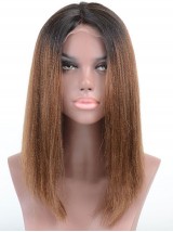 Parrucca Di Capelli Umani Bicolore Con Pizzo Frontale Lungo E Riccio