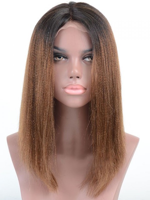 Parrucca Di Capelli Umani Bicolore Con Pizzo Frontale Lungo E Riccio