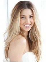 Parrucca Per Capelli Umani Con Pizzo Ondulato Lungo Biondo Chiaro A Due Colori Ombre