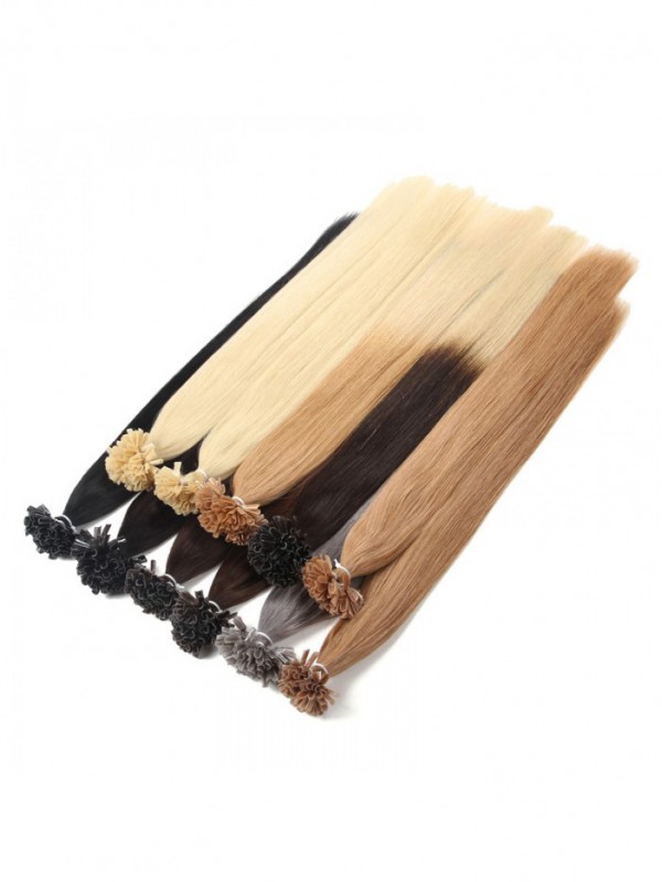 1 G / S Unghie Dritte / Estensioni Dei Capelli Vergini Con Punta A U 100 G